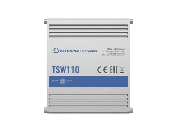 Teltonika TSW110 - Switch - ohanterad - 5 x 10/100/1000 - DIN-skenmonterbar, bordsmonterbar - Passiv PoE - Likström