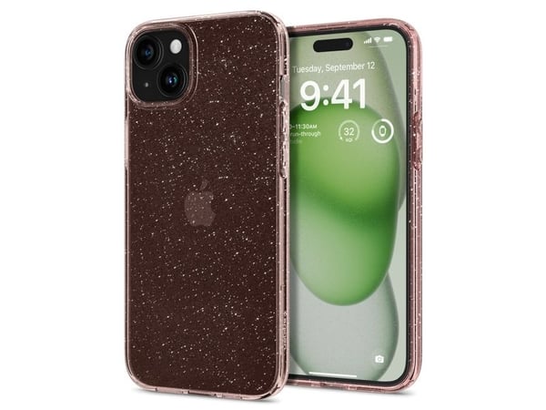 Spigen Liquid Crystal Glitter – Bakdeksel til mobiltelefon – termoplastisk polyuretan (TPU) – rosenkvarts – til Apple iPhone 15 Plus