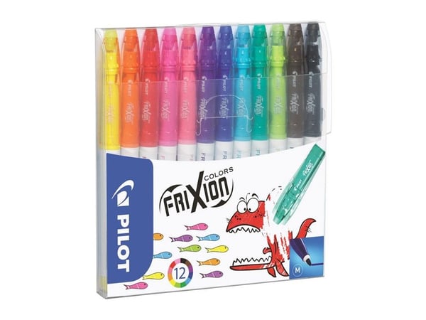 Pilot FriXion Colors fiberpen - med 12 stk. ass. farver