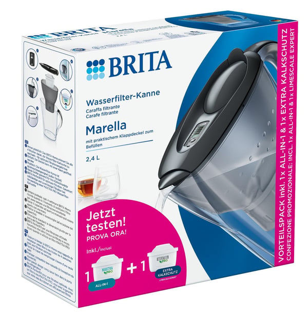 Brita Marella, Manuaalinen vesisuodatin, 2,4 L, Grafiitti, Läpinäkyvä