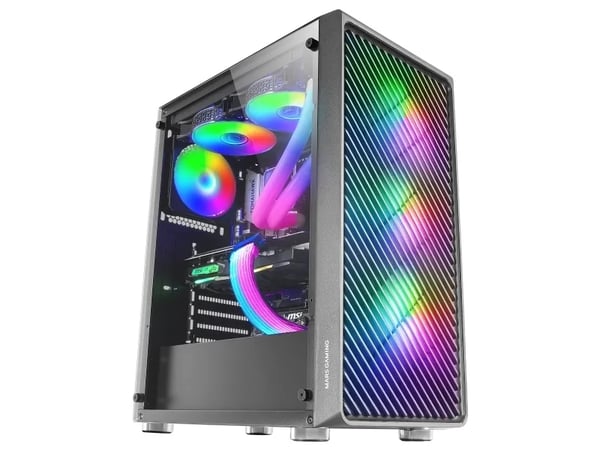 Mars Gaming MCF, Midi Tower, PC, Svart, ATX, micro ATX, Mini-ITX, Spela, Bärnsten, Blå, Grön, Röd