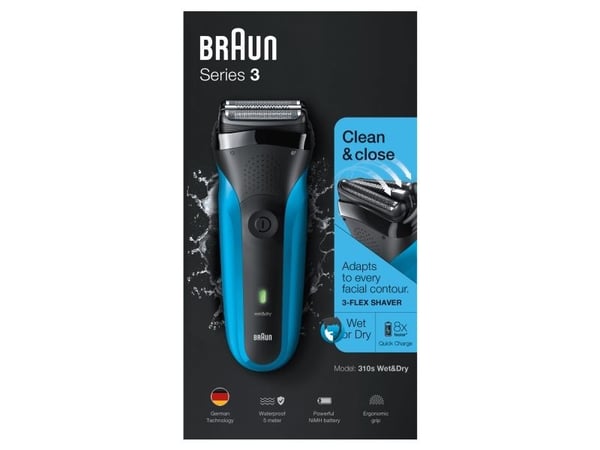 Braun Series 3 310s barbermaskin våt og tørr, blå/svart