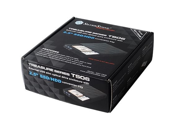 SilverStone Treasure TS06 - Uttagbar harddiskramme - fra 5,25" Slim Line til 2,5" - svart