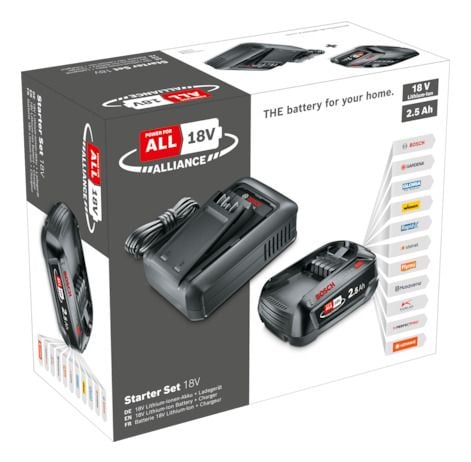 BOSCH Home & Garden verktøybatteri med lader 2,5 Ah + AL 1830CV Li-Ion 2,5 Ah (1600A031T4)