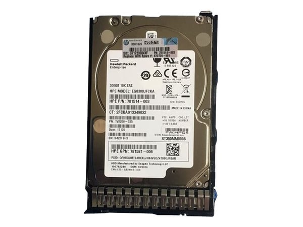 HPE Enterprise - Harddisk - 300 GB - hot-swap - 2.5" SFF - SAS 12Gb/s - 10000 rpm - med HPE SmartDrive carrier