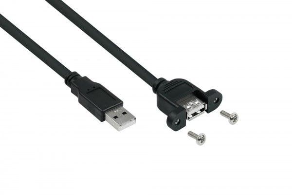 Alcasa UK20P-AEA-005S, 0,5 m, USB A, USB A, USB 2.0, 0,48 Gbit/s, Svart