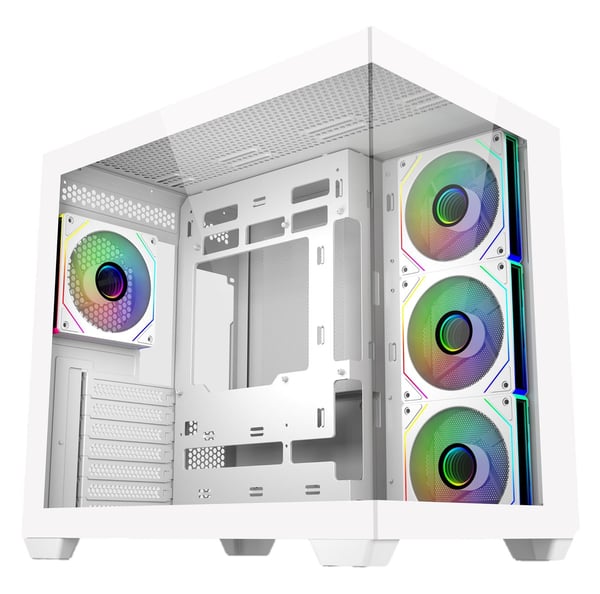 Cooler Master Elite 681 - Mid tower - ATX - sidepanel med vindu (herdet glass) - ingen strømforsyning (ATX) - hvit - USB/lyd