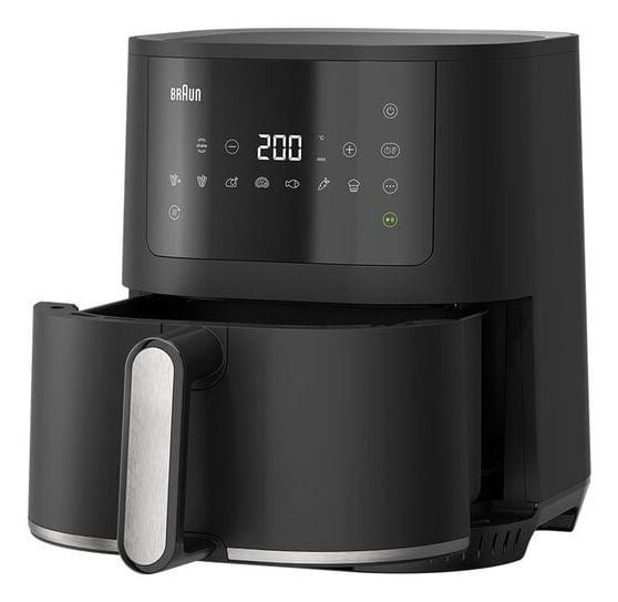 Braun MultiFry 3, Varmluftsfritös, 4,3 l, 80 ° C, 200 ° C, Single, Svart