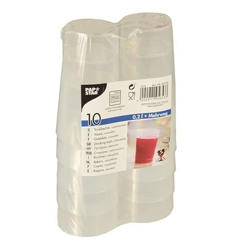 Papstar 85194, yksittäinen, 0,2 l, läpinäkyvä, polypropeeni, kuppi, yleismaailmallinen