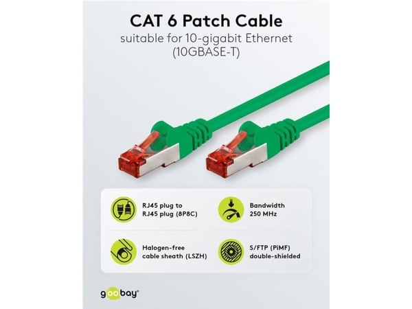 Goobay 67507, 1 m, Cat6, S/FTP (S-STP), RJ-45, RJ-45, Grön, Röd