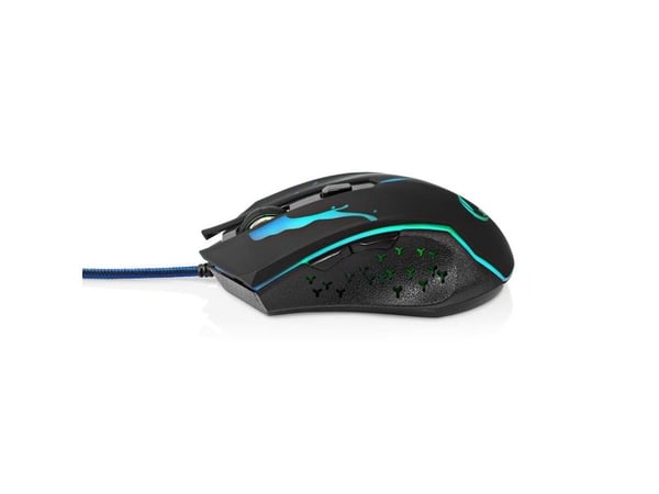 Nedis Gaming - Hiiri - ergonominen - oikeakätinen - optinen - 6 painiketta - langallinen - USB - musta - vähittäismyynti - lahjapakkaus, jossa on e...