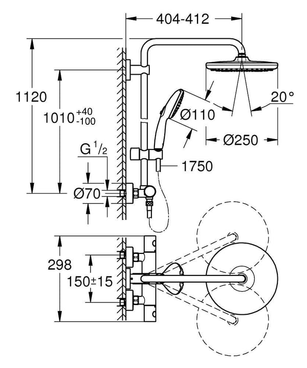 Grohe Vitalio Start 250 - harjapesujärjestelmä 8,5l flex