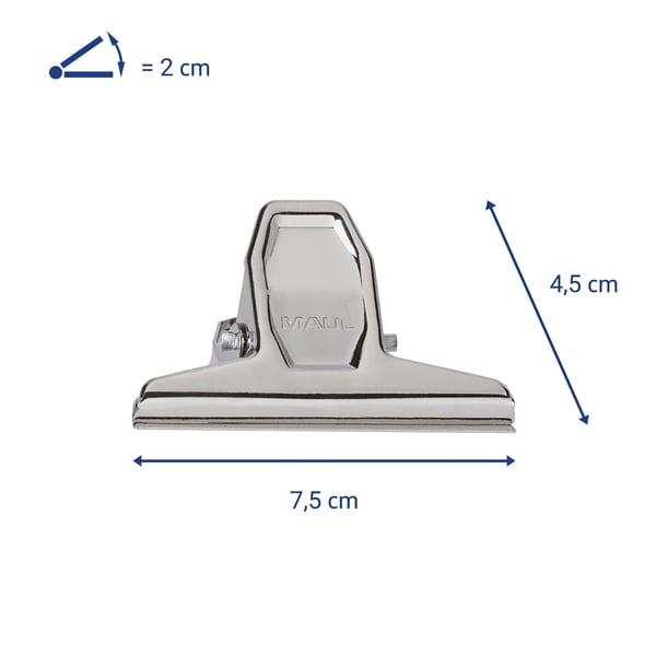 MAUL-kirjeklipsi metallia, väri: nikkeli, leveys: 75 mm, kiinnitysleveys: 20 mm (21007-96)