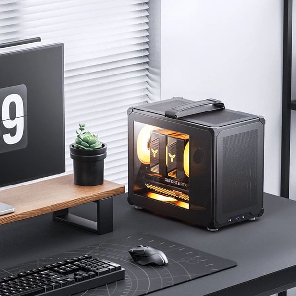 Jonsbo C6 MAX, Skrivbord, PC, Svart, ITX, micro ATX, Stål, Glas, 17 cm