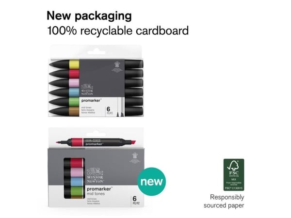 Winsor & Newton 884955070369, 6 stykker, Blå, Rosa, Lilla, Rød, Fiolett, Gult, Assortert, Sort, Cardinal Red, Moss, Marine, Prussian, Plum, Maroon....