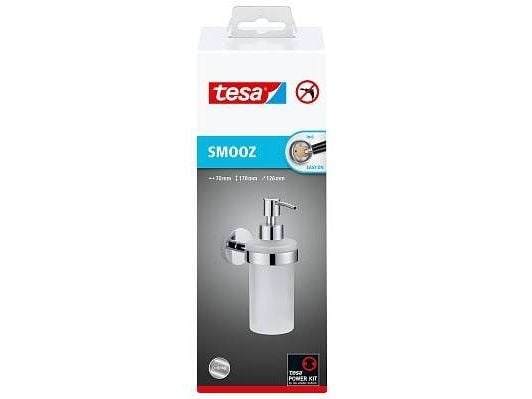 TESA Smooz, Seinä, 0,2 L, Metalli, Hopea, Valkoinen, Ripustuslenkki, Kylpyhuone, WC