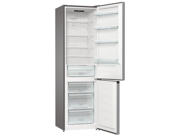 Gorenje NRK6202ES4 - Kylskåp/frys - bottenfrysskåp - bredd: 60 cm - djup: 59.2 cm - höjd: 200 cm - 331 liter - Klass E - strukturerad grå metallisk