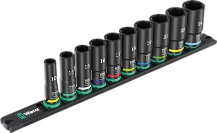 Wera 05005590001, Kraftpipesett, Sort, 10 hoder, 3/8", Metrisk/imperisk, 3/8"