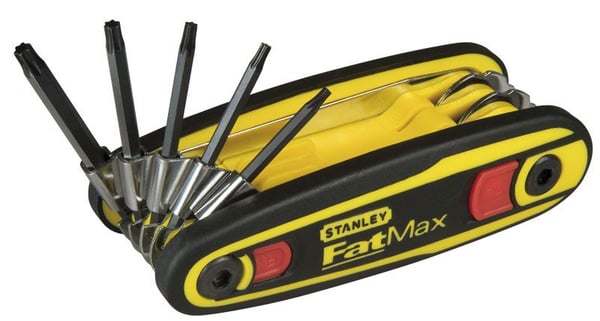Stanley 0-97-553, Kokoontaitettava torx-avain, T10, T15, T20, T25, T27, T30, T9, Musta, Keltainen, Terästä, 8 kpl