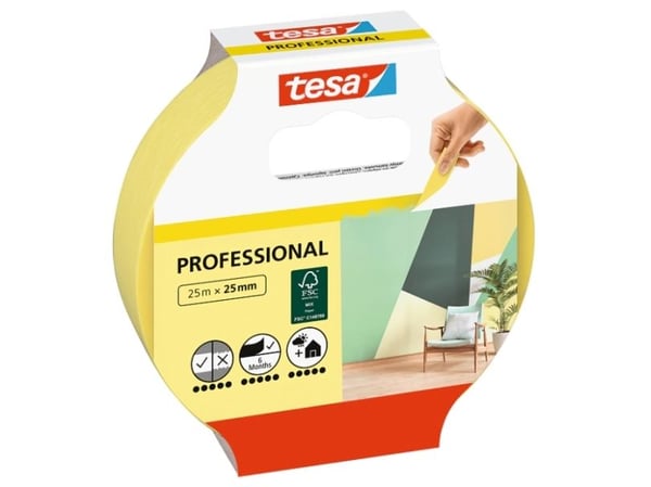 TESA 56270, Maalarin teippi, Paperi, Keltainen, Tasainen, 150 päivää, 25 m