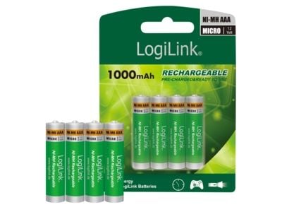 LogiLink LR03RB4, Oppladbart batteri, AAA, Nikkelmetallhydrid (NiMH), 1,2 V, 4 stykker, 1000 mAh