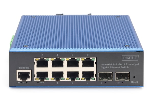 DIGITUS - Switch - industriell - Administrerad - 8 x 10/100/1000 + 2 x SFP - DIN-skenmonterbar