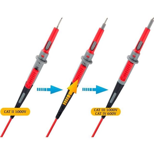 VOLTCRAFT MS-4PS, Test lead set, Svart, Rød, 1 m, 600 - 1000 V, 10 A, Rett