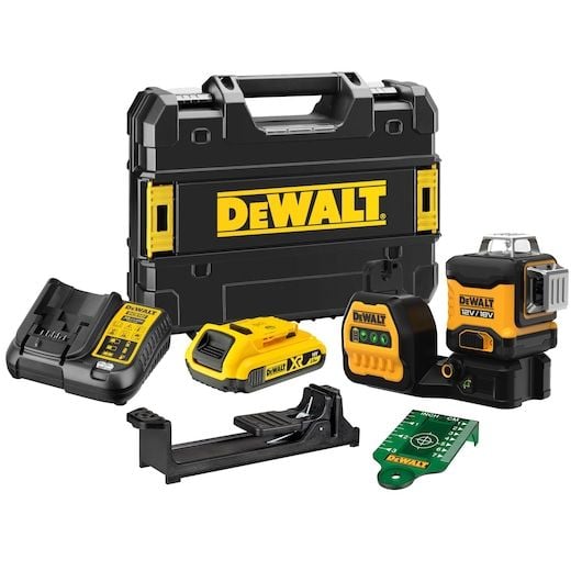 DeWALT DCE089D1G18-QW ristilinjalaser 3x360° 12V/18V 1x2,0 Ah, vihreä
