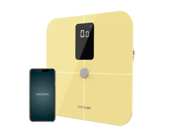Cecotec Surface Precision 10400 Smart Healthy Vision, Sähkökäyttöinen henkilövaaka, 180 kg, 100 g, Keltainen, 5 kg, kg/lb