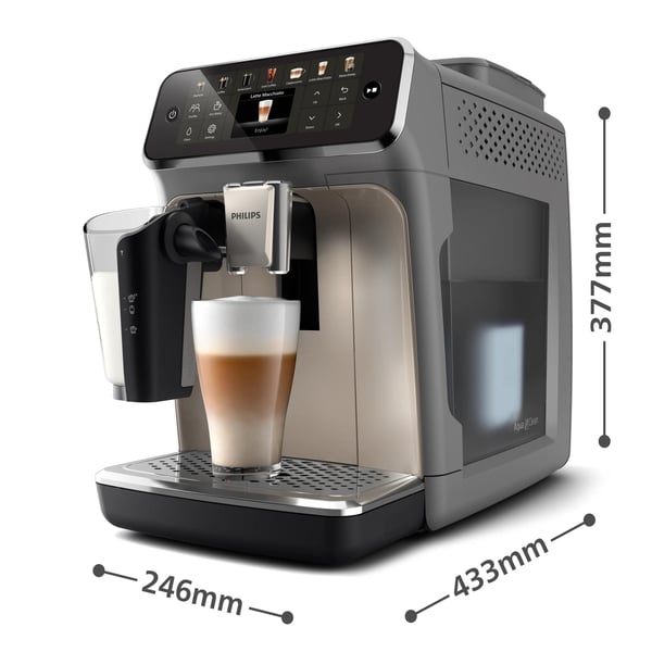 Philips Series 4400 EP4446 - Automatisk kaffemaskin med melkeskummer - 15 bar - svart / sølv