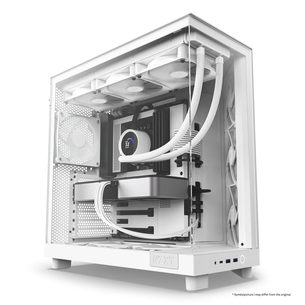 NZXT H6 Flow, Midi Tower, PC, Valkoinen, ATX, mikro ATX, Mini-ITX, Terästä, Karkaistu lasi, 16,3 cm