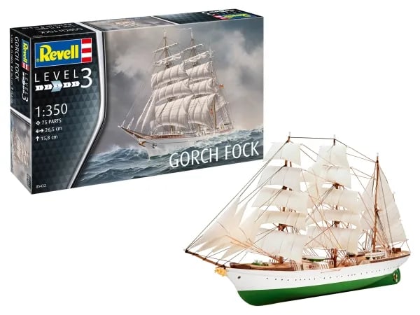 Revell 05432, Segelfartygsmodell, Monteringssats, 1:350, Gorch Fock, Alla, Plast
