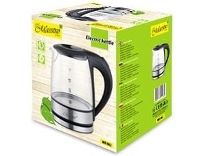 Feel-Maestro MR062, 1,2 L, 1630 W, Musta, Läpinäkyvä, Lasi, Säädettävä termostaatti, Veden tason ilmaisin