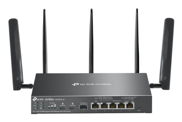 TP-Link Omada ER706WP-4G, Dobbelbånd (2.4 GHz / 5 GHz), Ethernet/bredbåndsforbindelse, 4G, Svart, Skrivebord/stolperuter