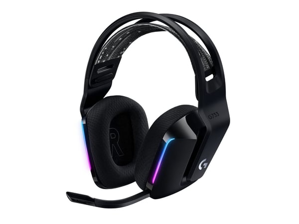 Logitech G G733 LIGHTSPEED Wireless RGB Gaming Headset - Hodesett - full størrelse - 2,4 GHz - trådløs - svart