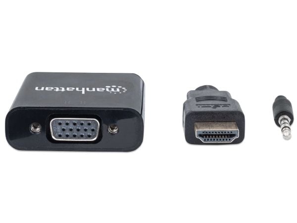 Manhattan 151450, 0,3 m, HDMI + 3.5mm, VGA (D-Sub), Hanstik, Hunstik, Lige