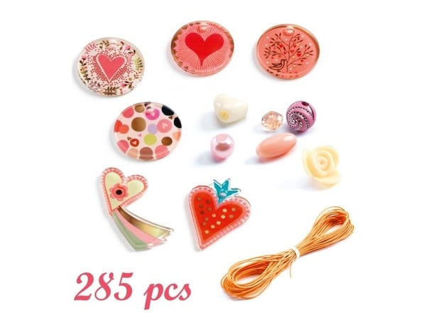 DJECO Heart Fancy Beads, Lasten helmisetti, 6 vuosi/vuosia, Muovi, Monivärinen