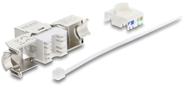 DeLOCK 90715, Tasainen, Hopea, Valkoinen, RJ-45, LSA, Naaras, Cat8.1