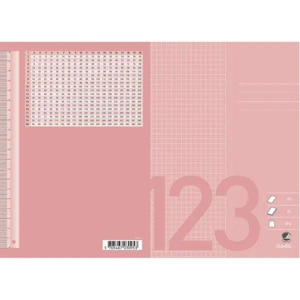 Skolehæfte Bantex A5 kvadreret 5x5 mm rosa - (25 stk.)