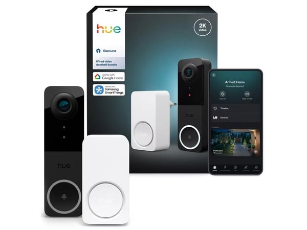 Philips Hue Secure - Doorbell Bundle - sats med dörrklocka - med kamera - kabelansluten - trådlös - ZigBee, Bluetooth, Wi-Fi - svart