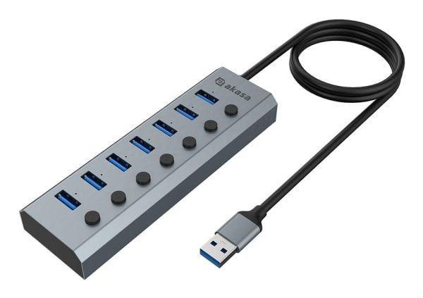USB HUB Akasa AKASA Hub 7 i 1, USB-A 3.2 Gen 1, grå