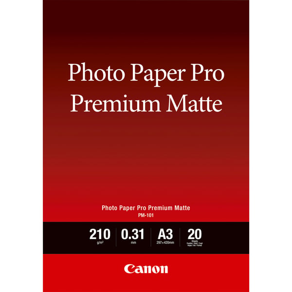 Canon Pro Premium PM-101 - Slät matt - 310 mikrometer - A3 (297 x 420 mm) - 210 g/m² - 20 ark fotopapper - för PIXMA PRO-1, PRO-10, PRO-100