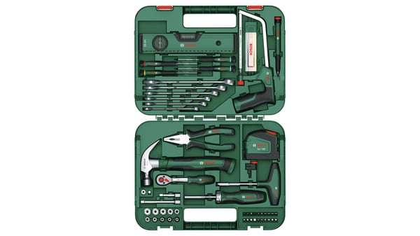 Bosch 1 600 A02 ZB3, Yhdistelmäkiintoavain, Yhdistelmäpihdit, PH00, PH0, SL1.5, TX6, musta, Vihreä, Vihreä, 64 työkalua
