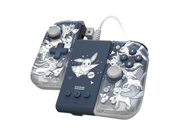 Hori Split Pad Compact Eevee Evolutions, Pad-ohjain, Nintendo Switch, D-pad, Turbopainike, Langallinen, Sininen, Valkoinen, Kaapeli