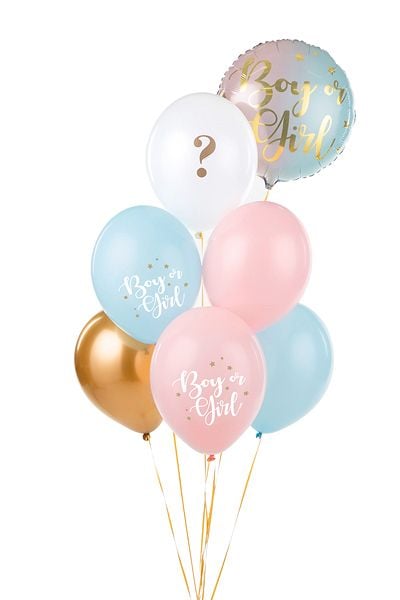 PartyDeco SB14P-308-000-6, Lekeballong, Latex, Blå, Gull, Rosa, Hvit, Temafest, Rund, Engelsk