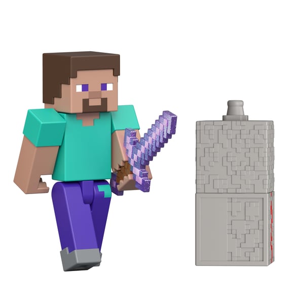 Mattel Minecraft Steve -hahmo, 3,25", 6 vuotta, Redstone Charged