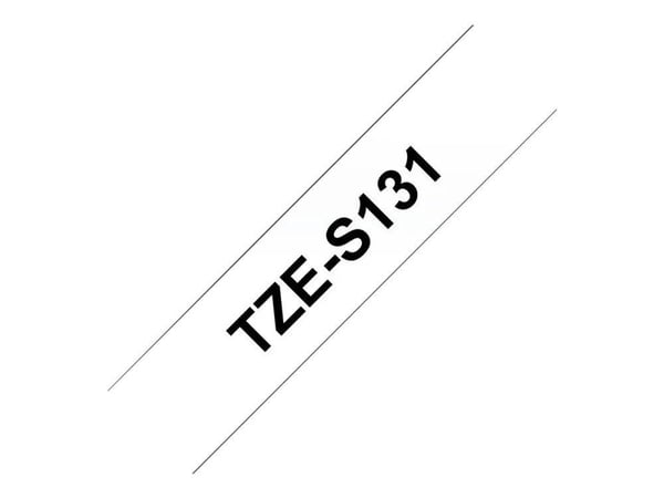 Brother TZe-S131 sort på klar 12mm x 8m - ekstrastærkt klæbemiddel