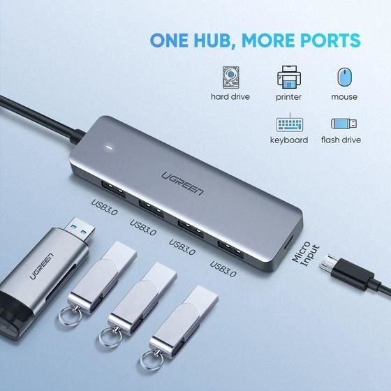Ugreen - Hub - 4 x SuperSpeed USB 3.0 - stasjonær
