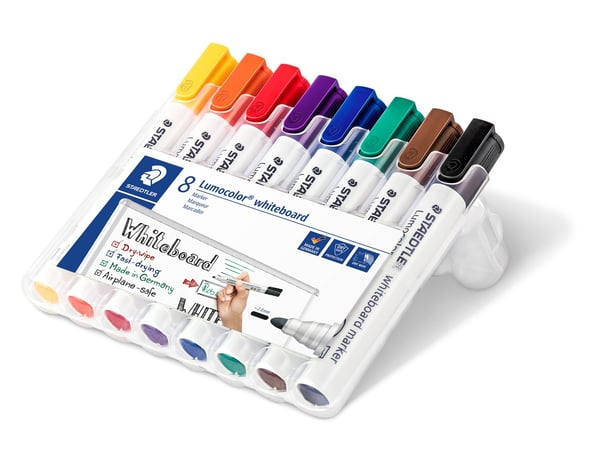 Whiteboardmarker Staedtler Lumocolor 351 WP8 PP rund spids med 8 stk. ass. farver