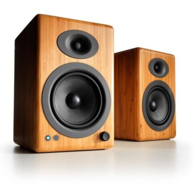 Audioengine A5+ - Høyttalere - bokhylle - trådløs - Bluetooth - 50 watt - toveis - solid naturlig bambus